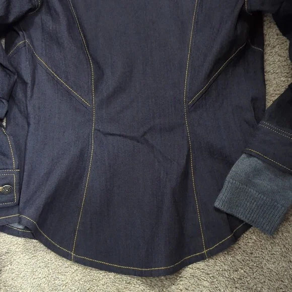 NWT Cinq a Sept Hooded Denim Jacket with Gray Hood - Picture 11 of 14